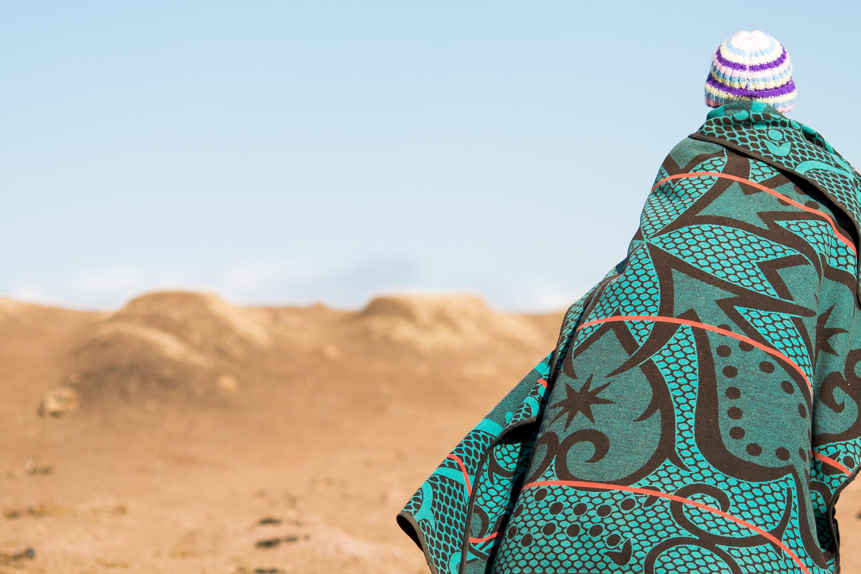 Man met traditionele deken Lesotho