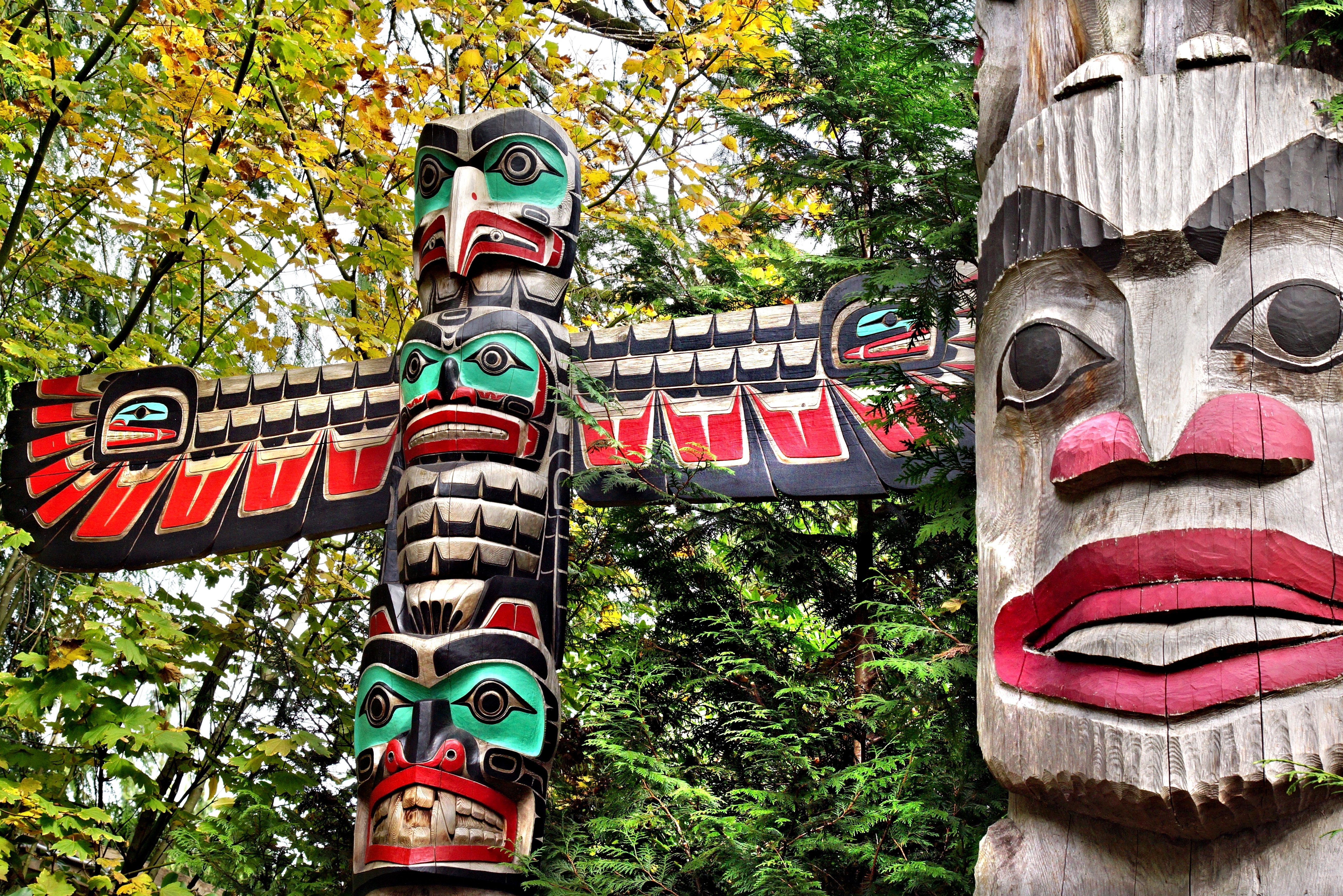 Totempalen op Vancouver Island