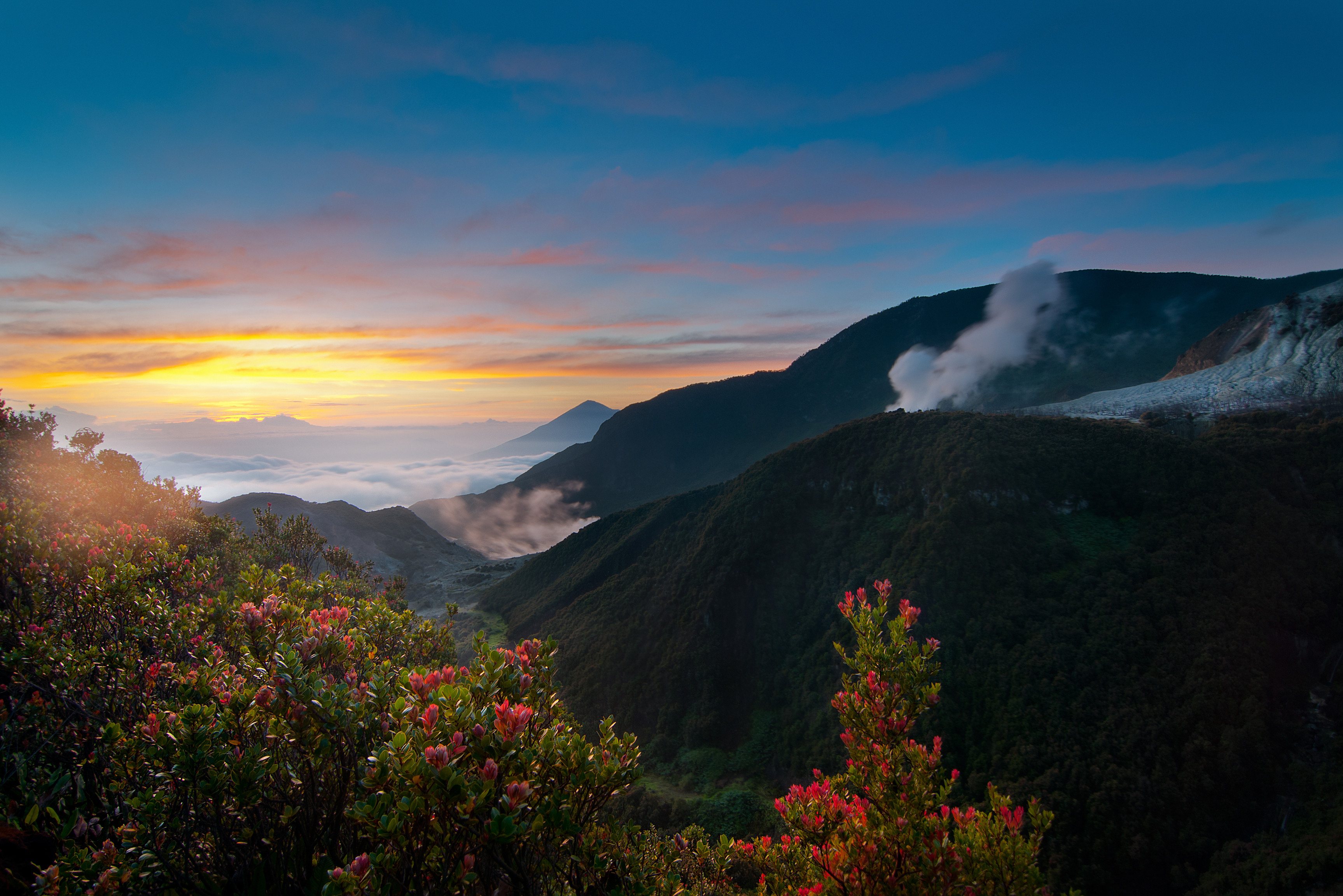 Landschap bij Mount Papandayan op Java