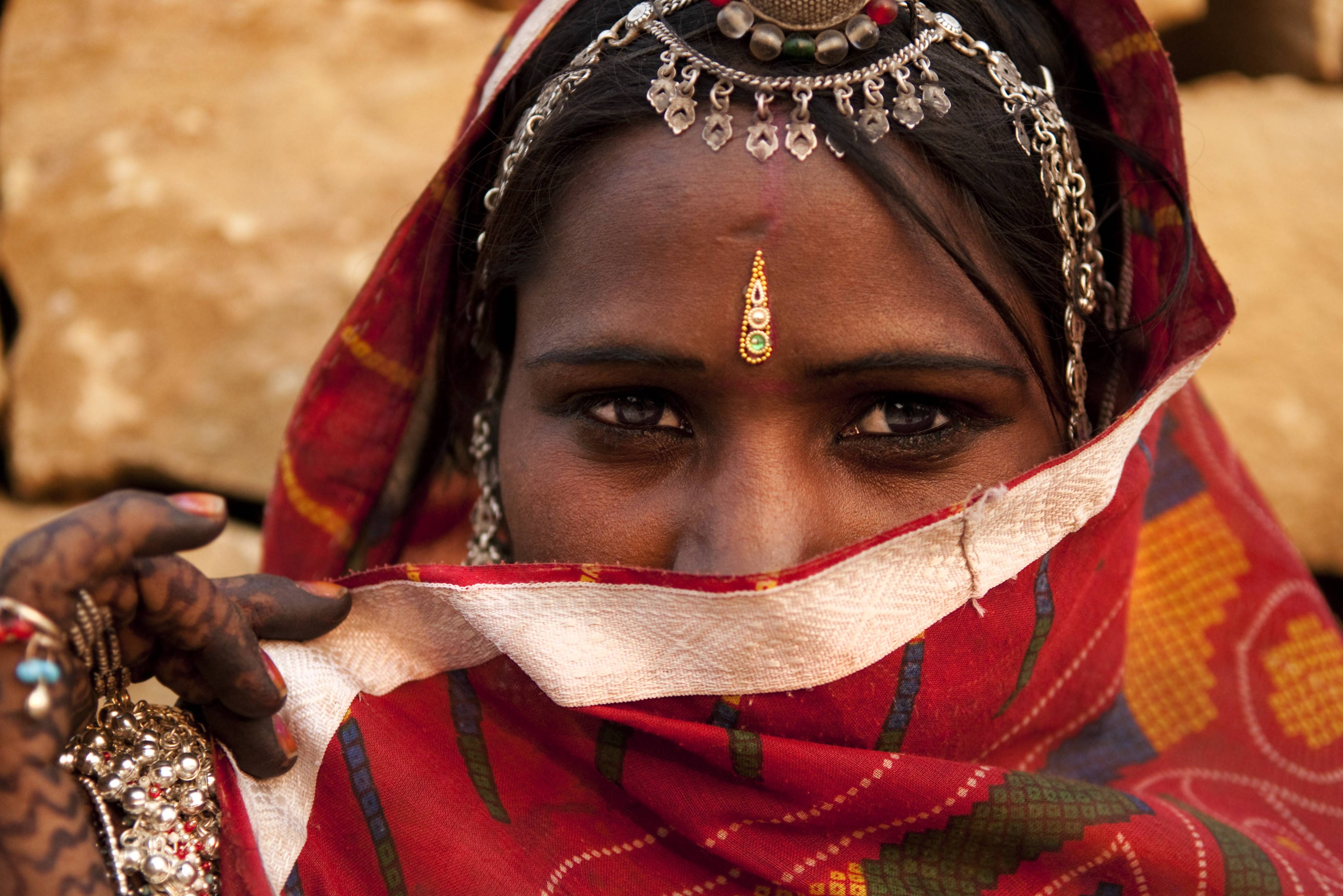 Vrouw in Rajasthan in India