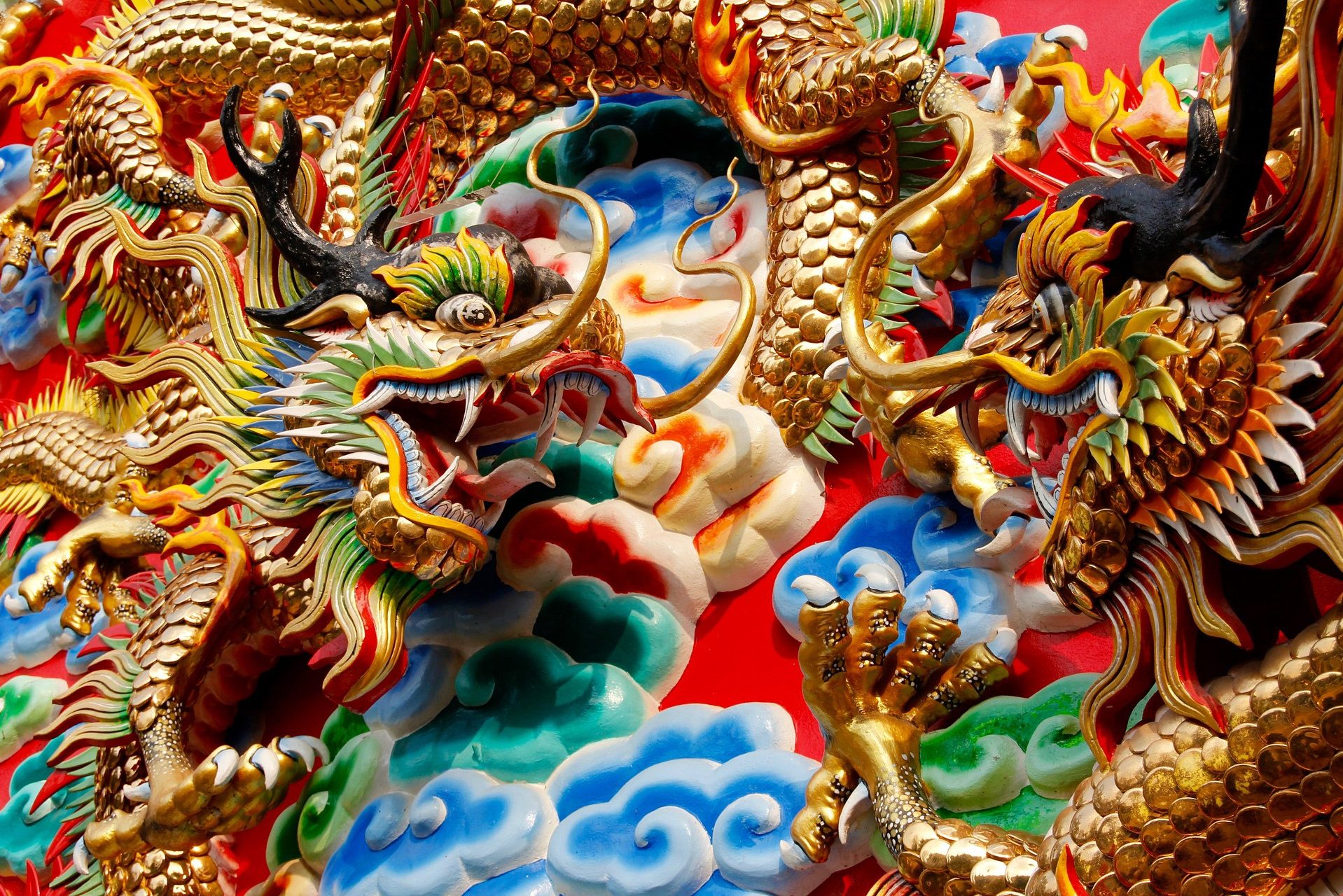 Draken decoraties in Chinatown in Bangkok, Thailand