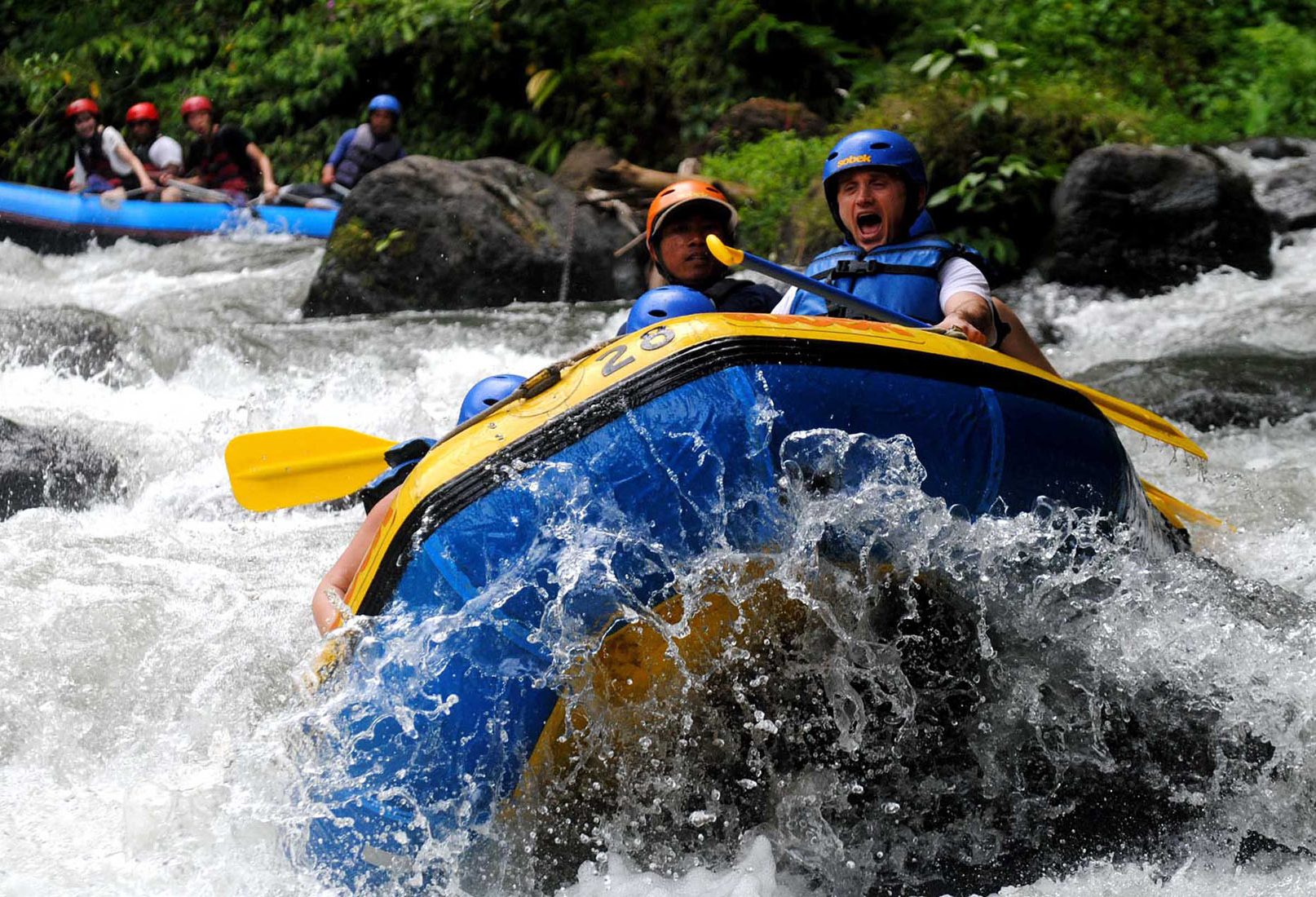 Raften op de Ayung rivier bij Ubud op Bali