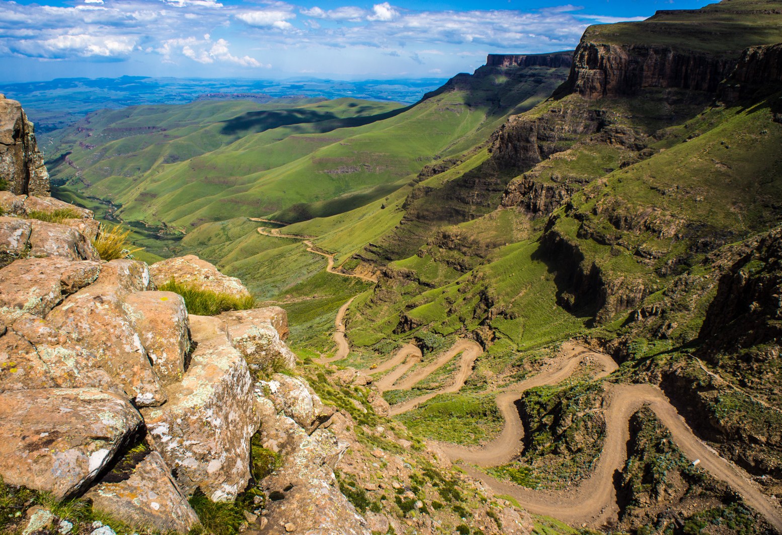 Sani Pass op de grens van Zuid-Afrika en Lesotho