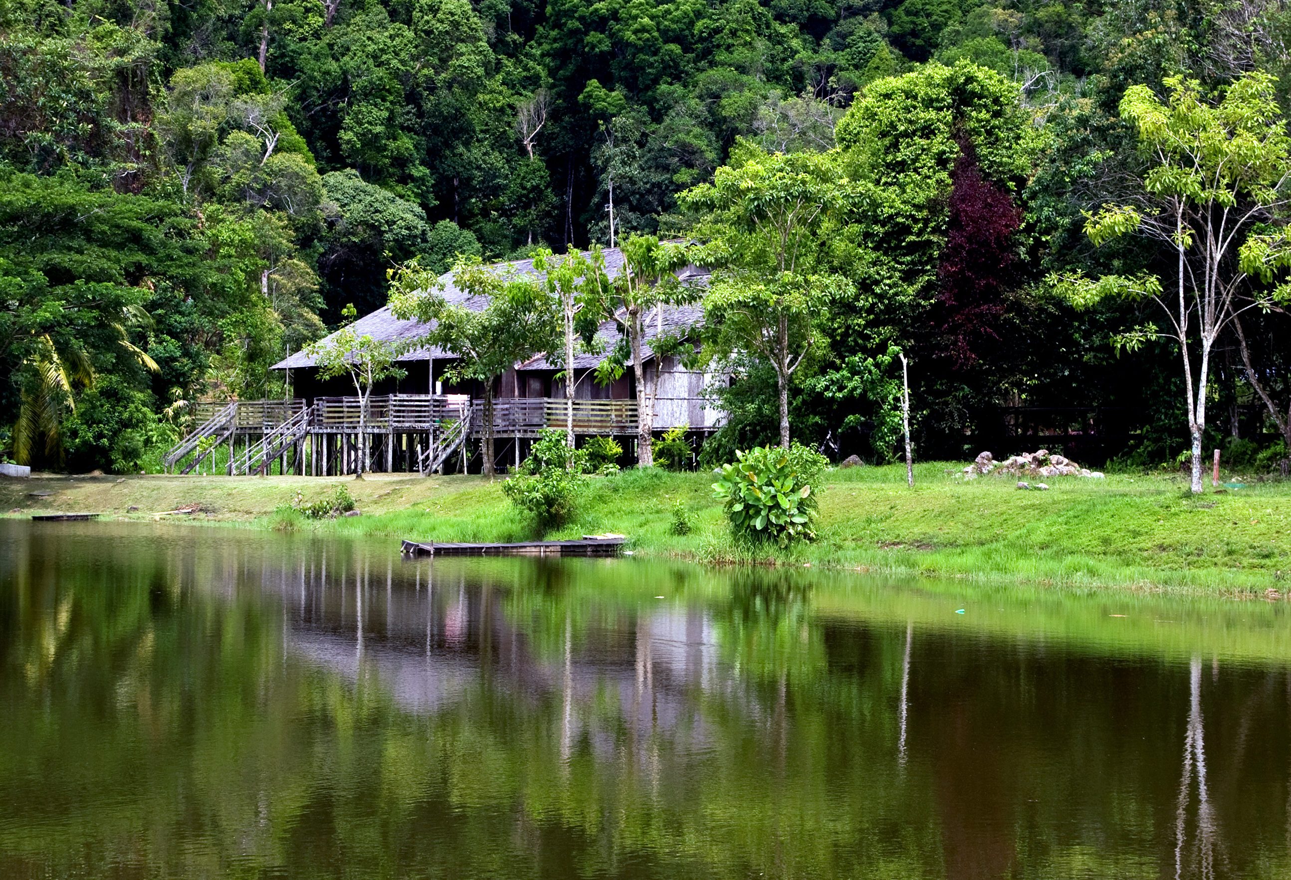 Longhouse in de jungle van Sarawak Borneo