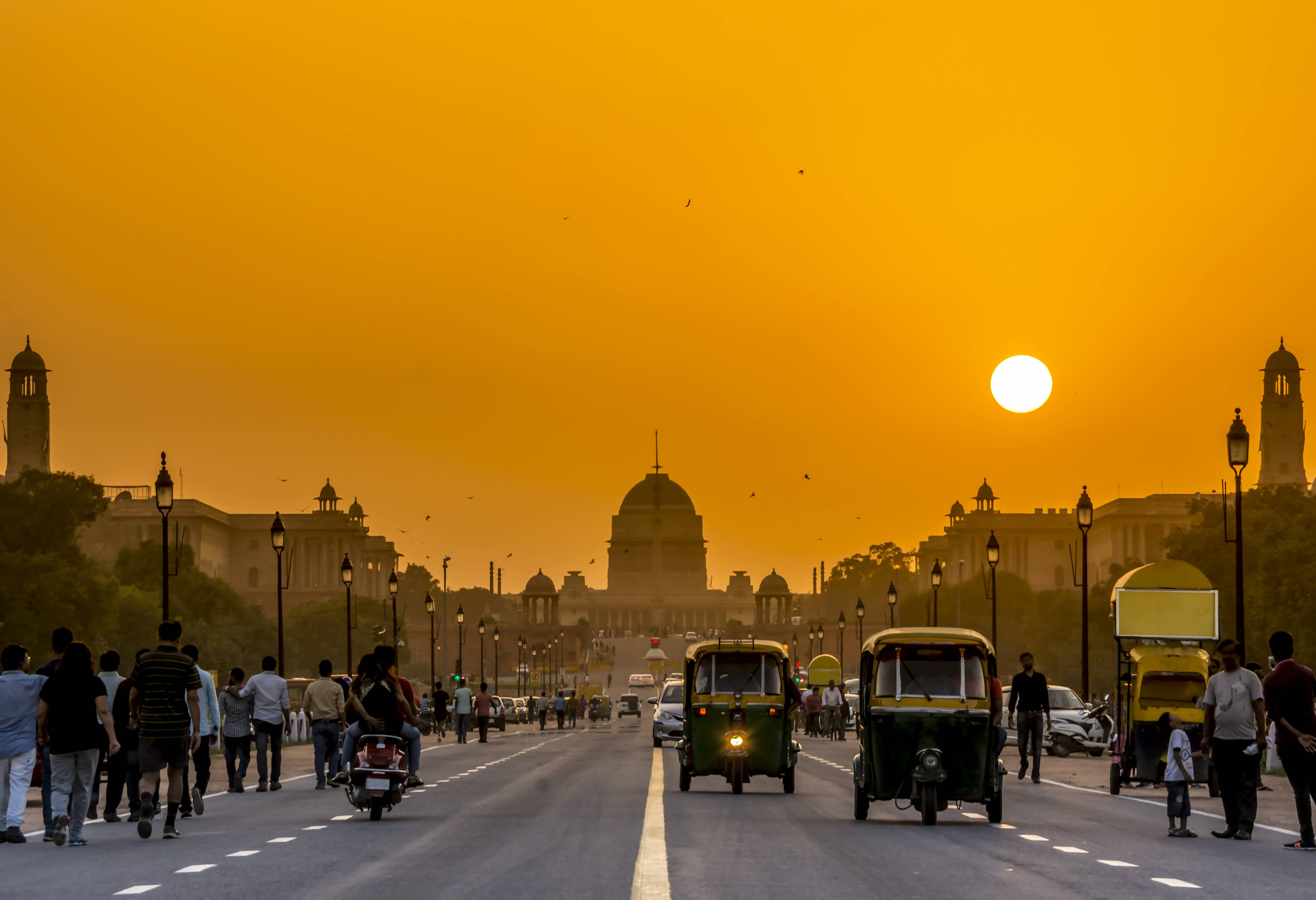 Straatbeeld New Delhi in India