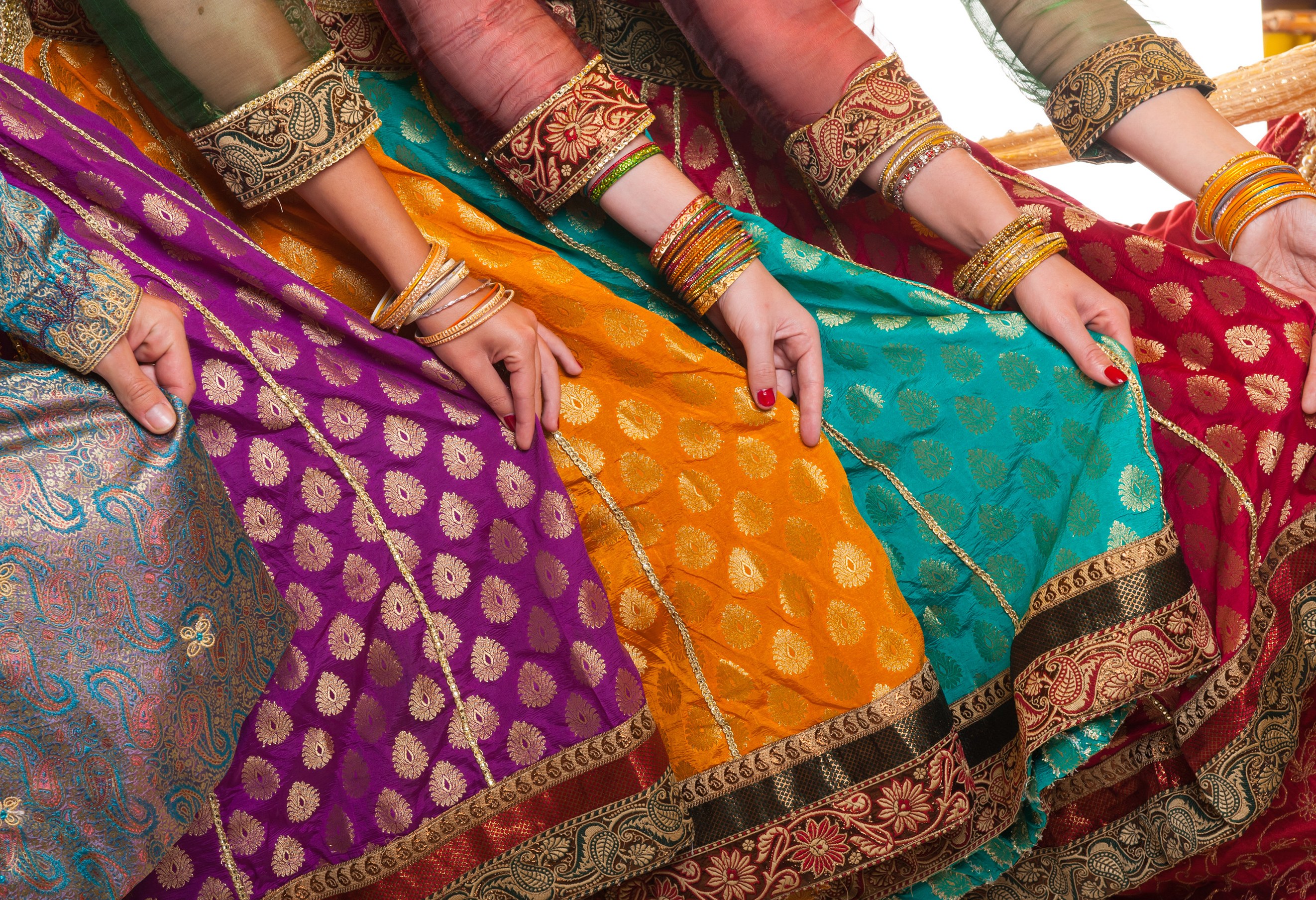 Gekleurde Sari's in India