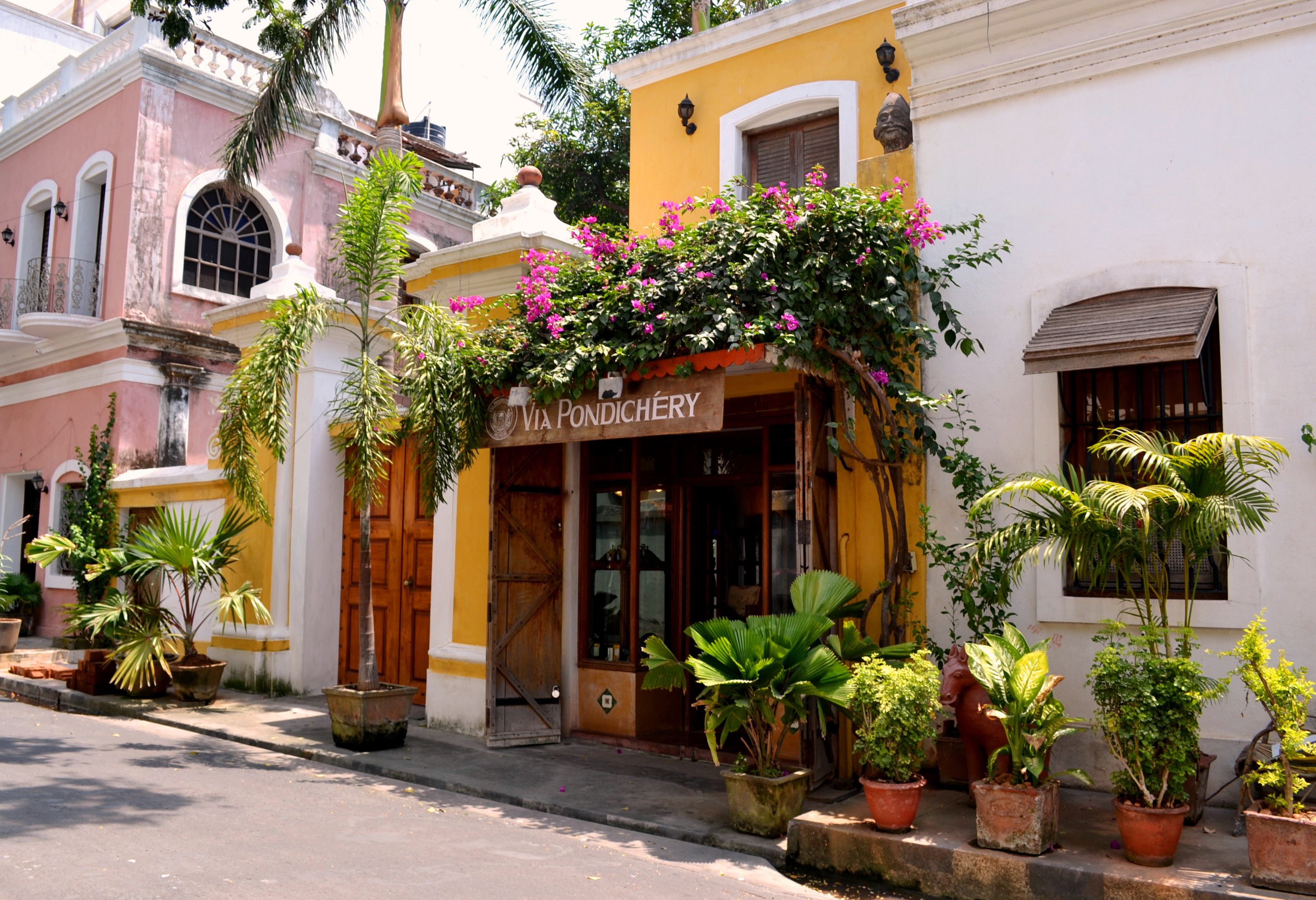 Frans straatje in Pondicherry in India