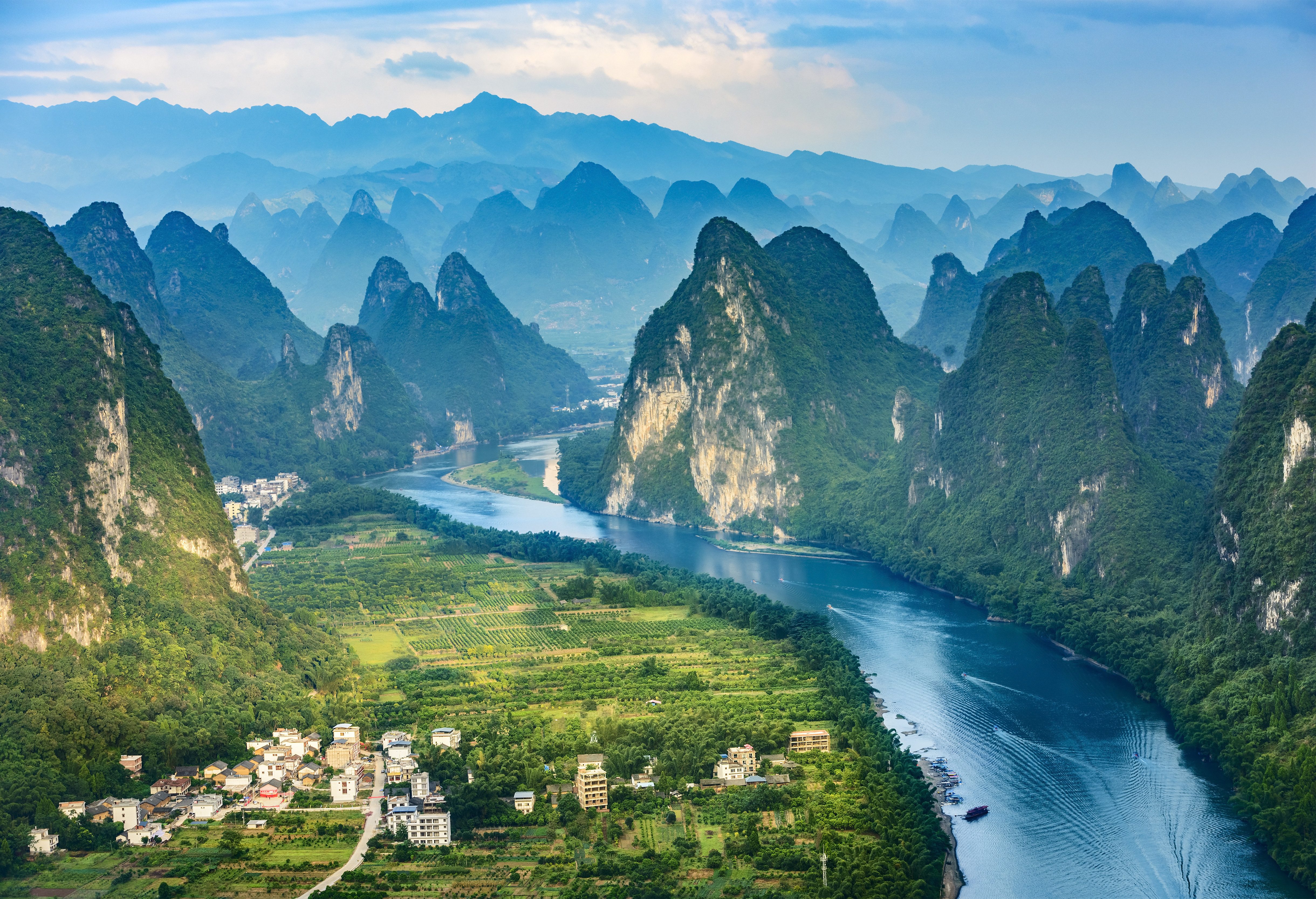 Het Karst Gebergte bij Guilin in China