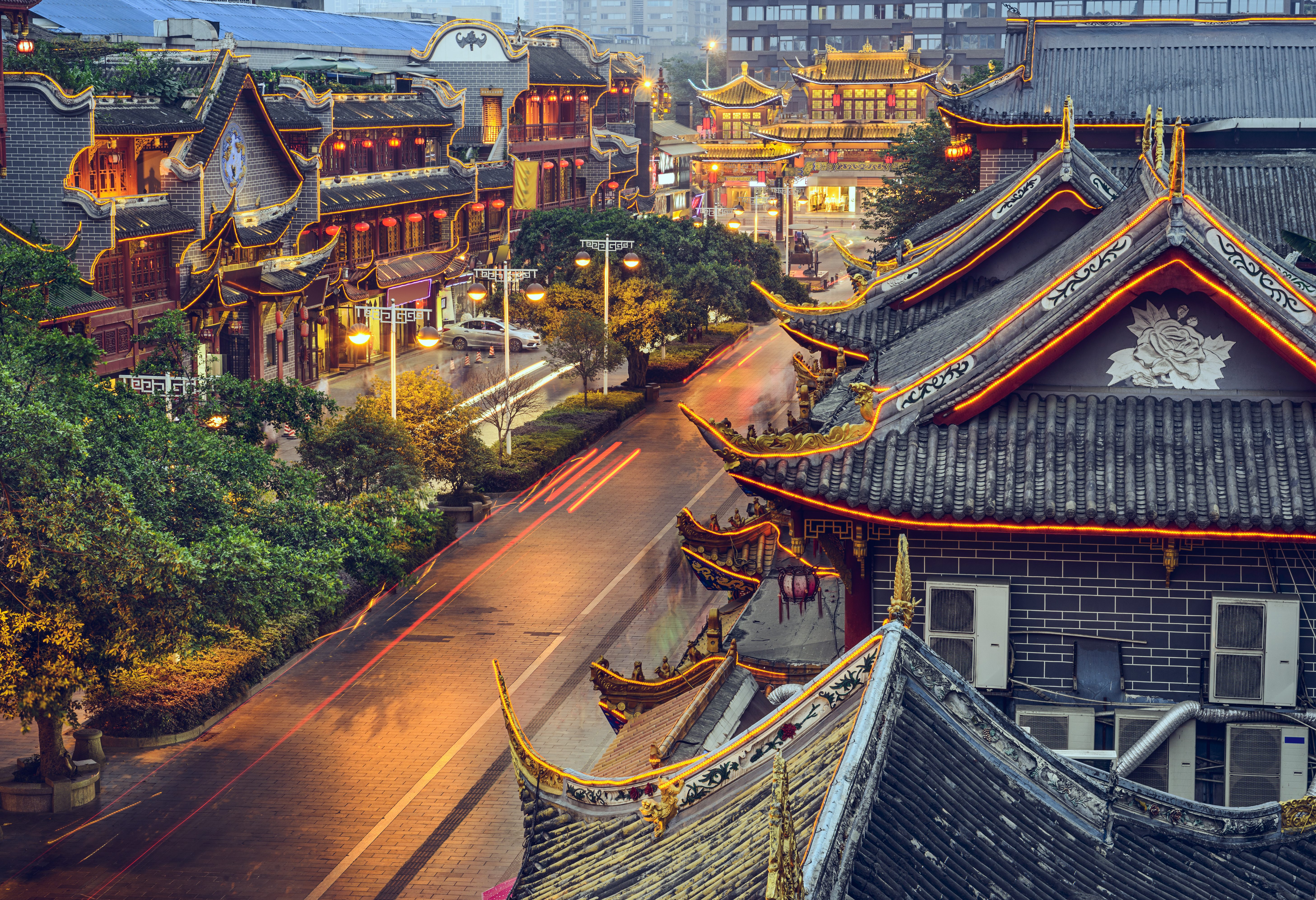 Een straat in Chengdu in China