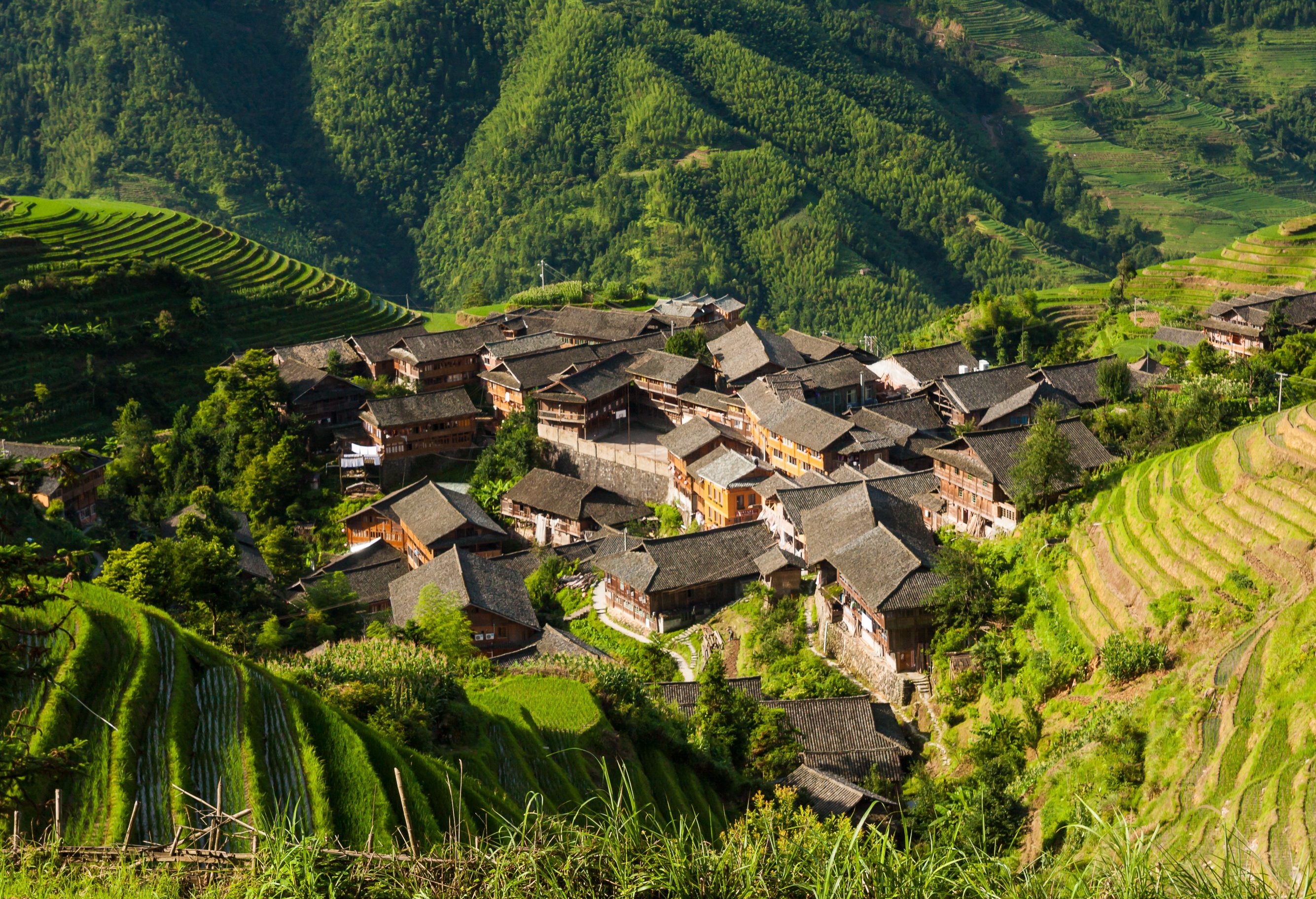 Uitzicht over Pingan bij Longsheng in China