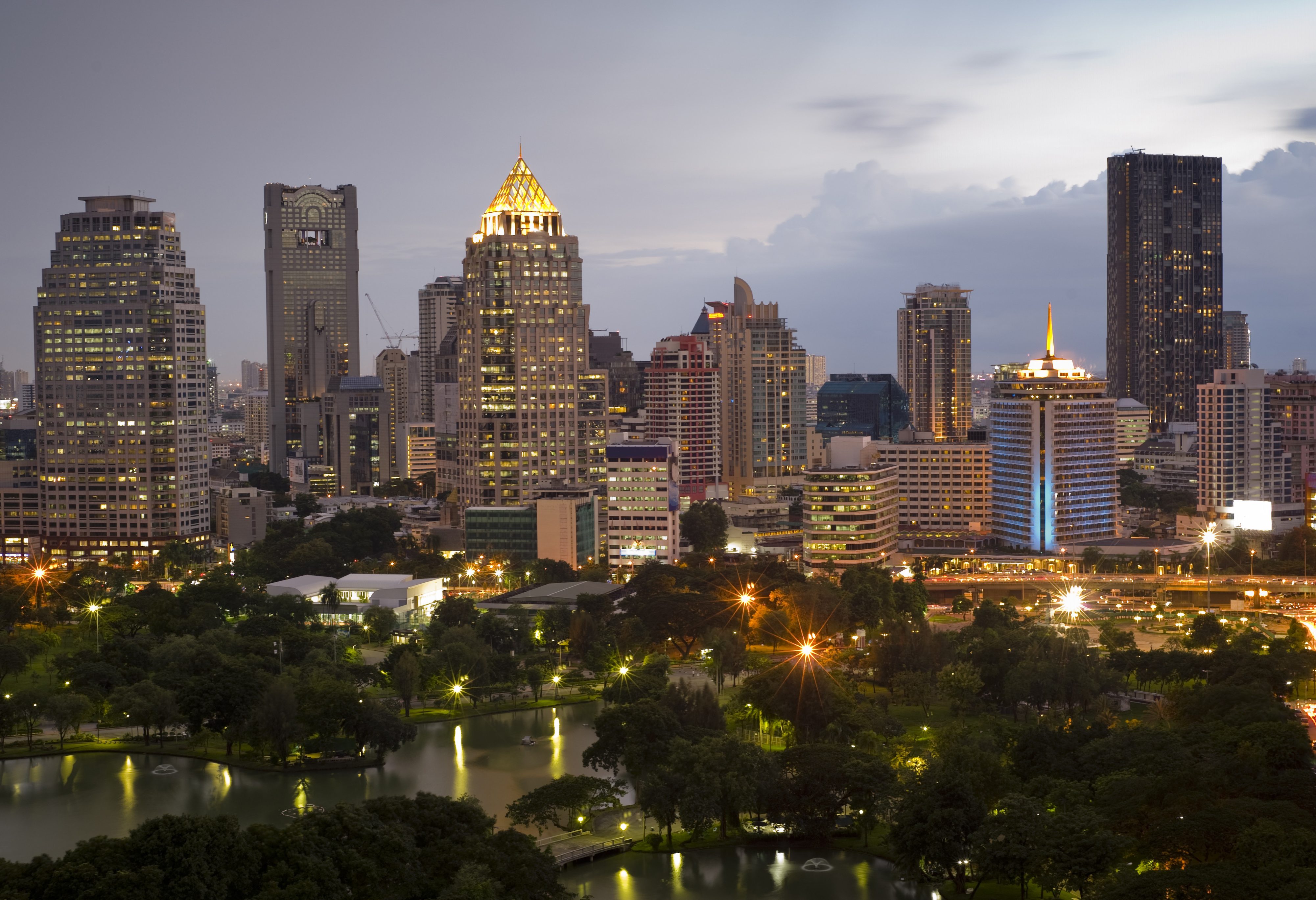 Skyline van Bangkok in Thailand