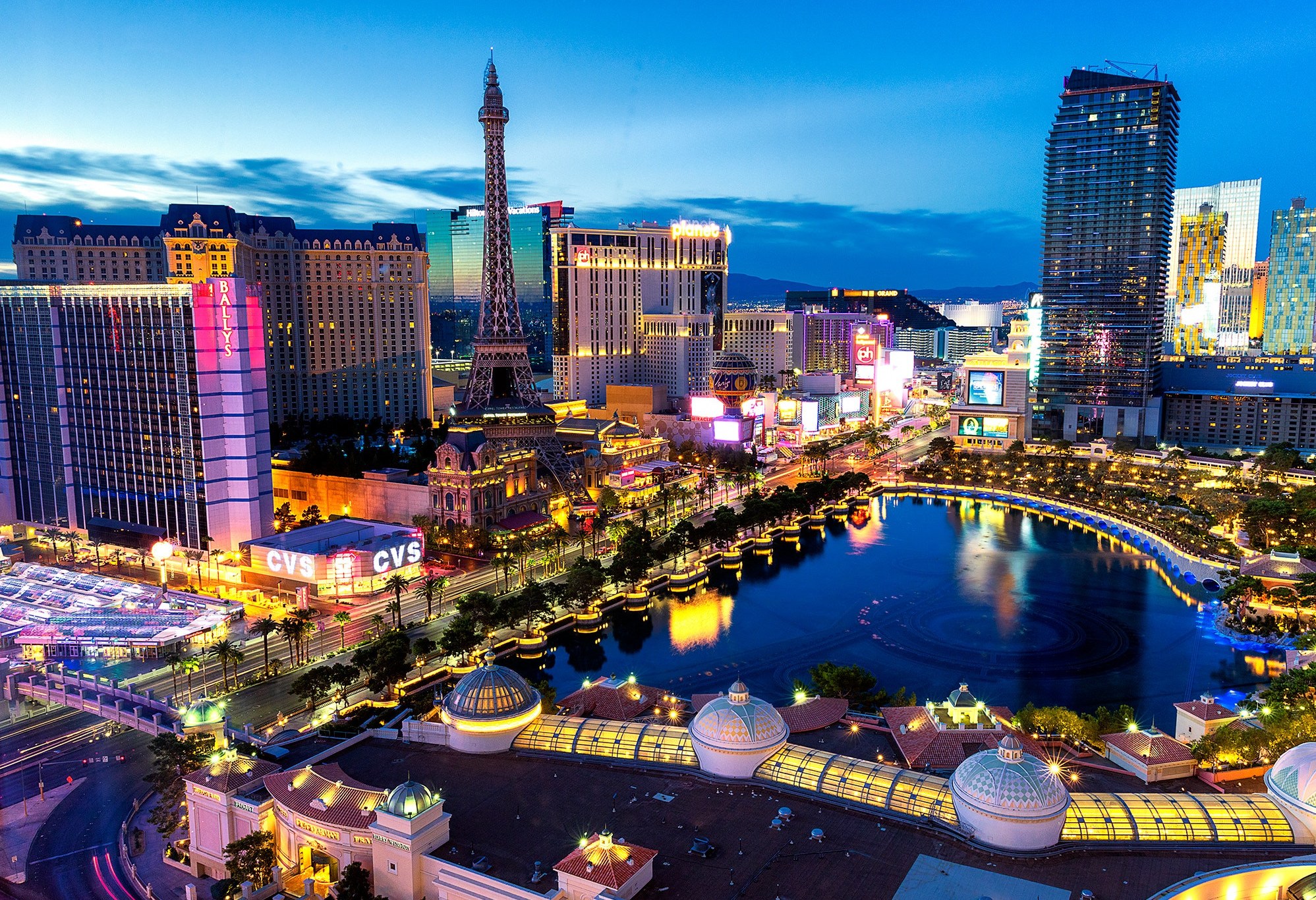 Las Vegas in de avond in Amerika