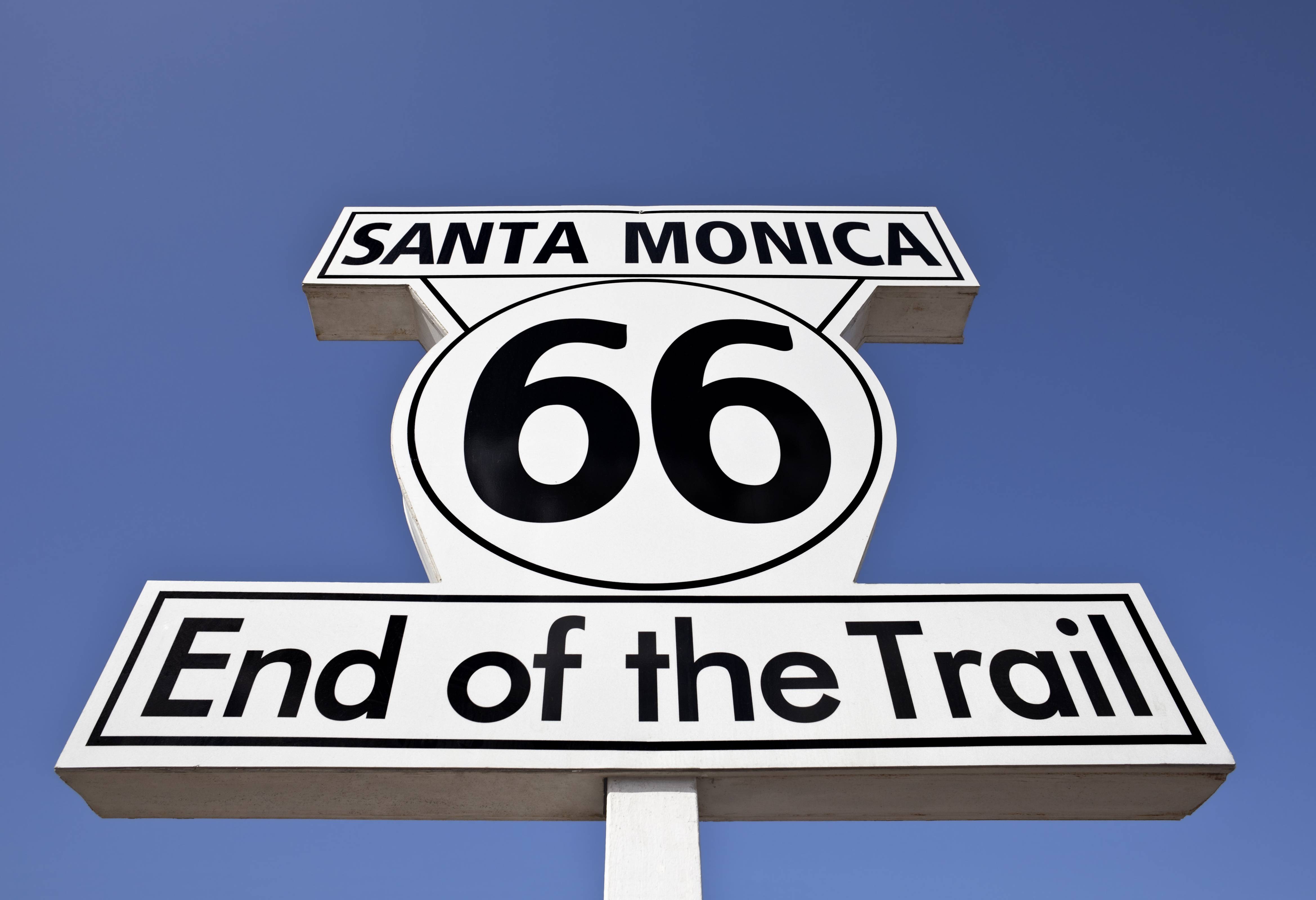 Einde route 66 in Santa Monica in Amerika