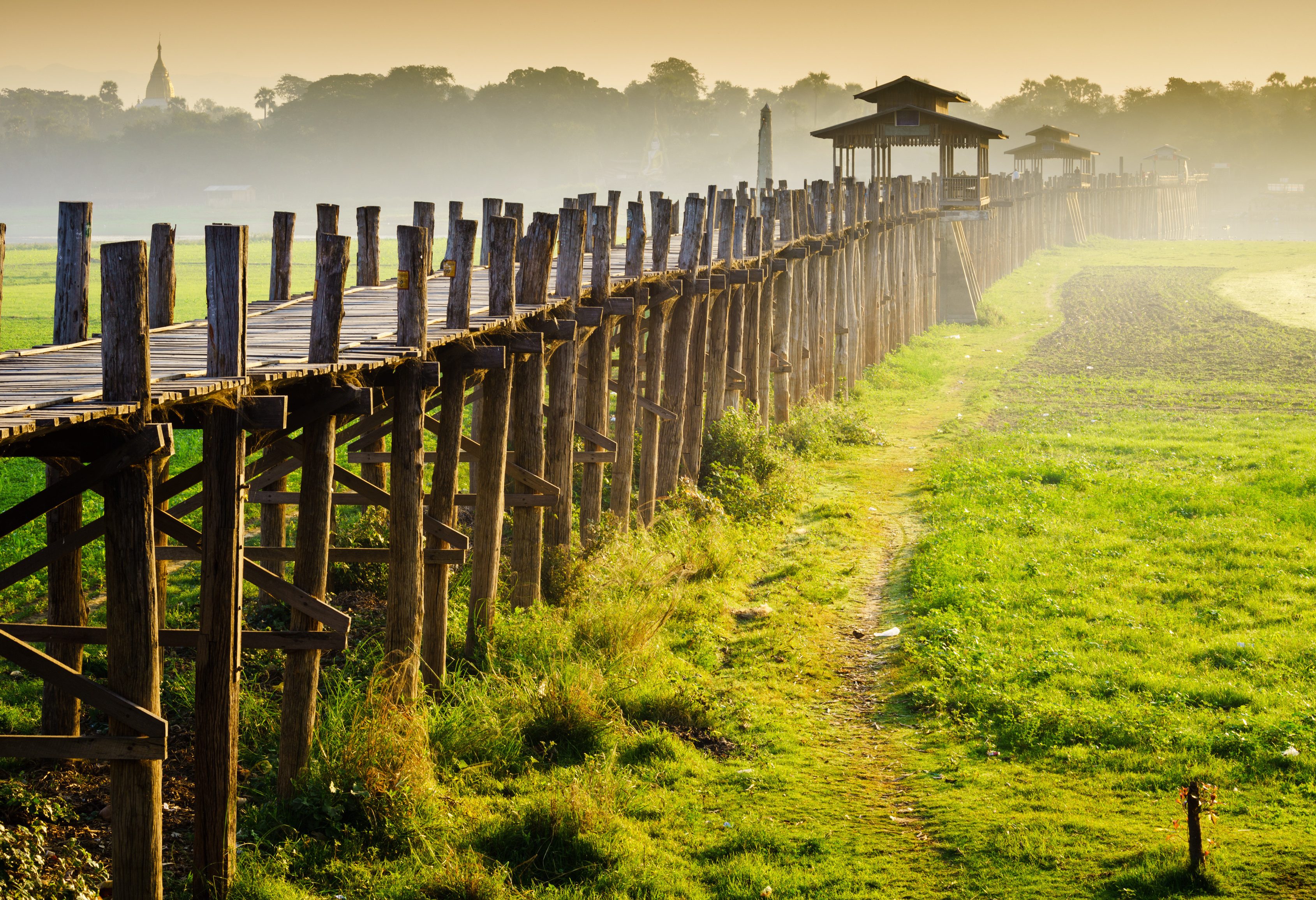 U Bein brug bij Amarapura Mandalay Myanmar