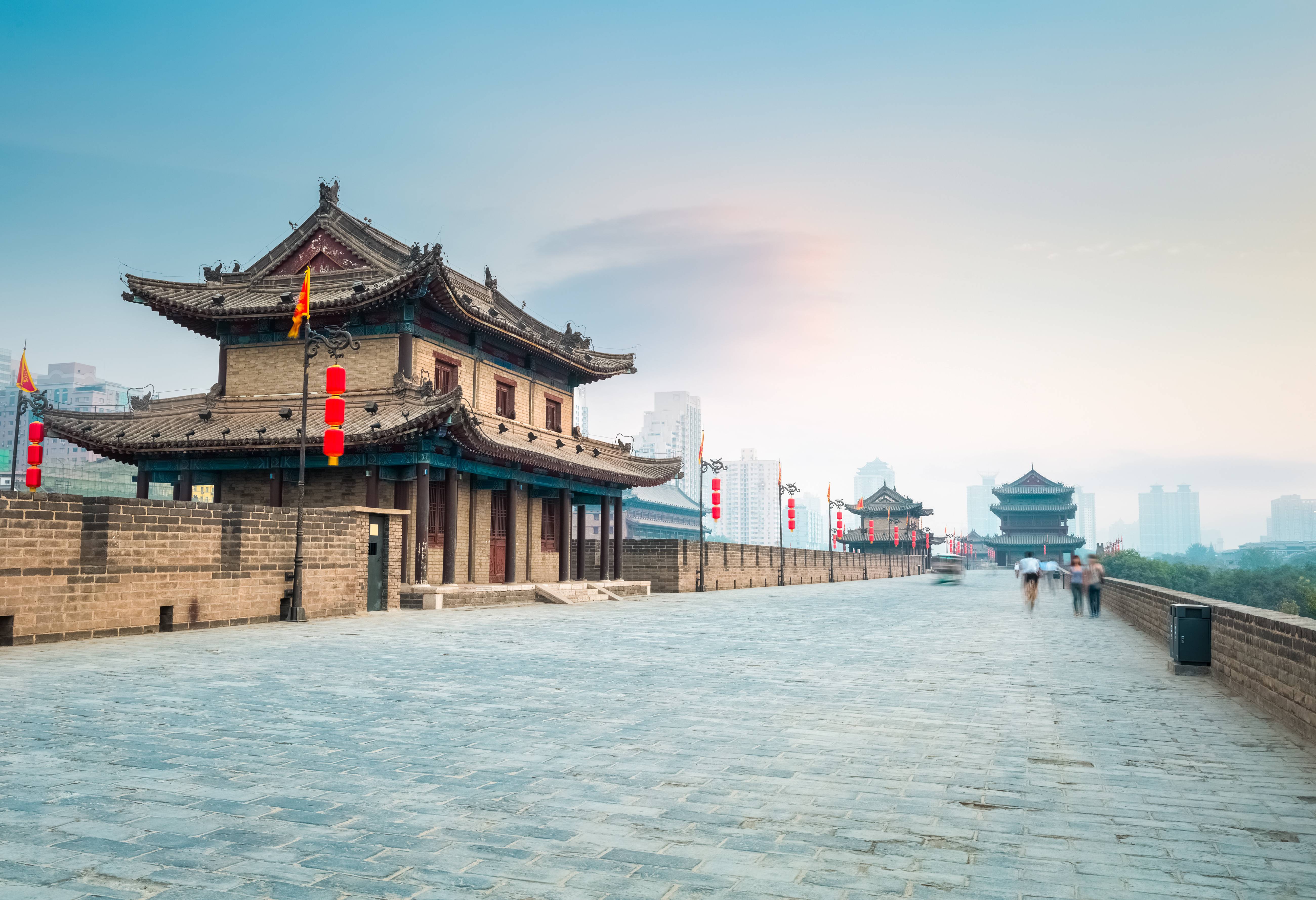 De stadsmuur in Xian